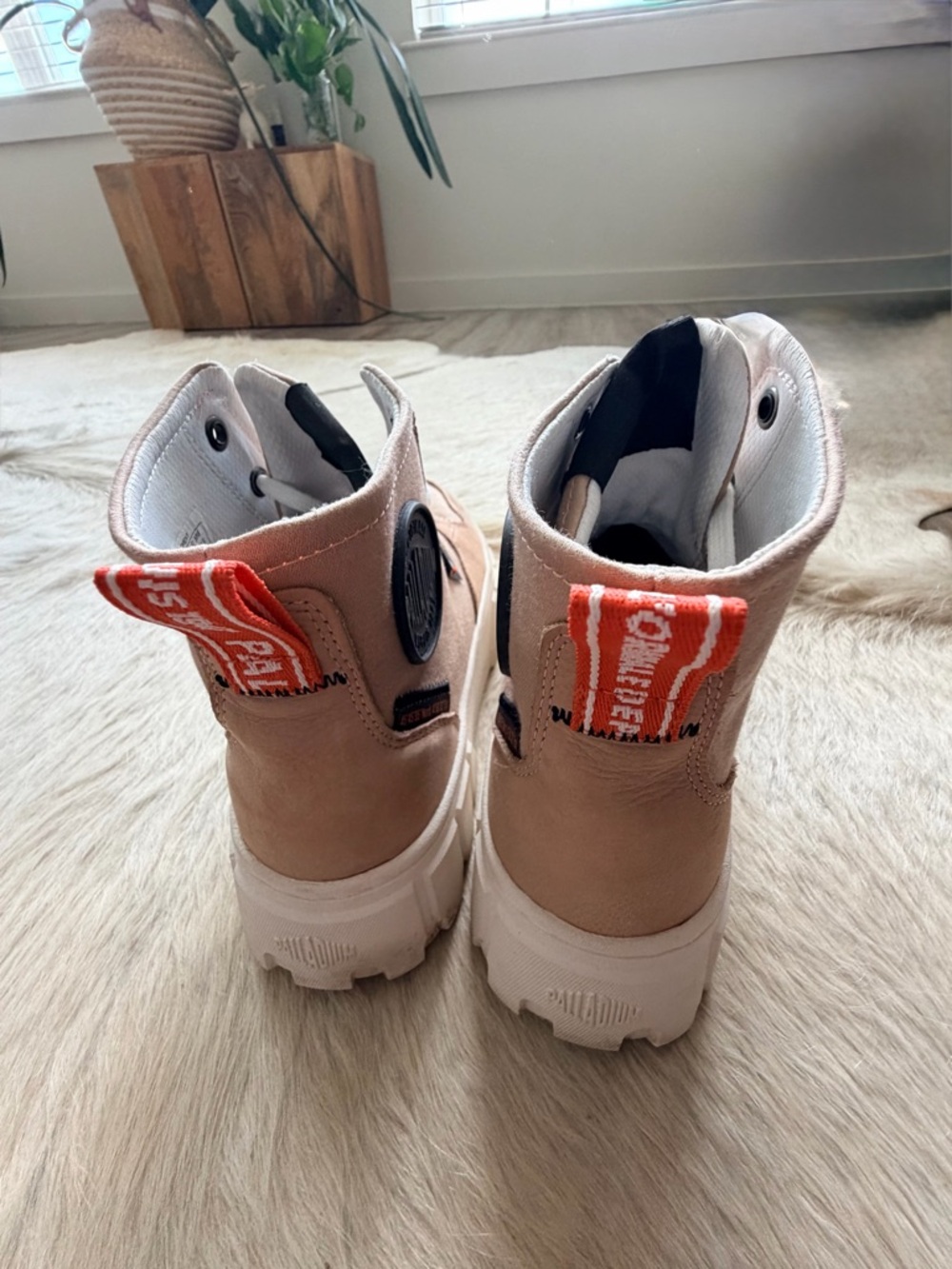 Palladium Tan High-Top Canvas Platform Sneakers - Picture 2 of 5